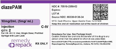 Diazepam 10mg 2ml (5mg mL) 70518 2358 02